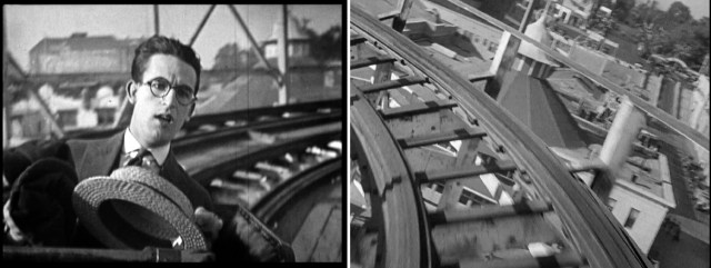 Click to enlarge.  The Loff Hippodrome tower, housing the Pike Carousel, appears behind Harold Lloyd  