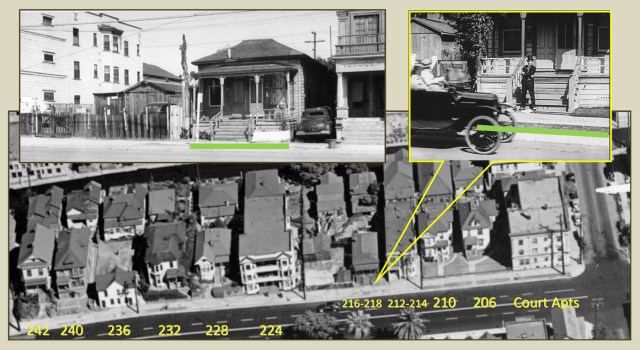 is later aerial view shows the block of Hope Street where Lloyd filmed. USC Digital Library EXM-P-S-LOS-ANG-CIT-AIR-VIE-019