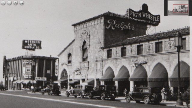 A closer view of the two stores. California Historical Society.