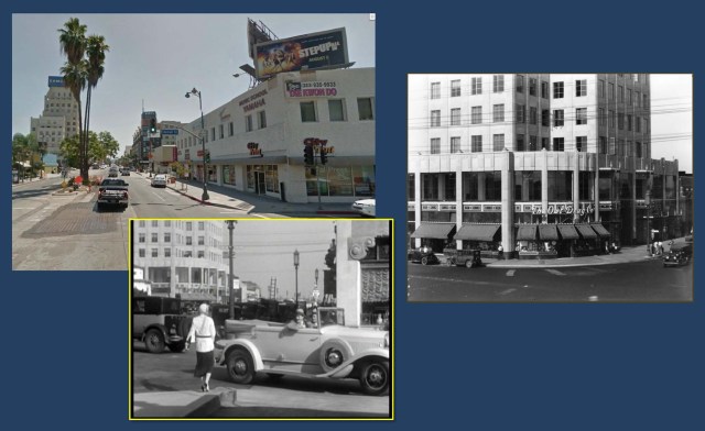 Cagney slows down to check out Jean Harlow. The view looks east down Wilshire from Detroit.