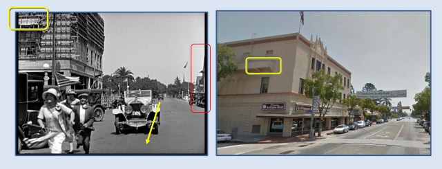 John Gilbert drives west on Chapman Avenue towards Plaza Square. At back, under construction, is the Odd Fellows
