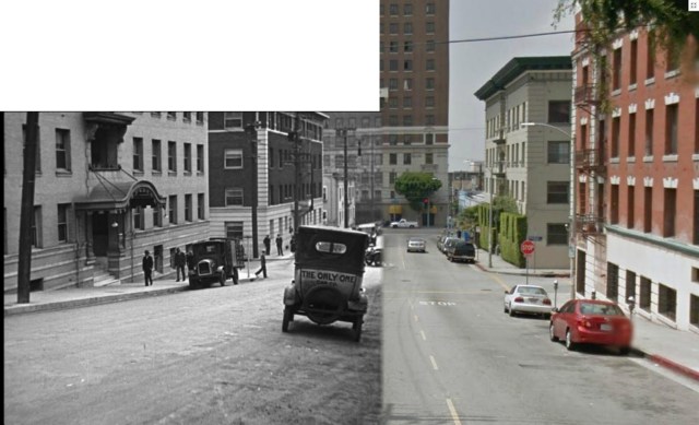 Harold's chase after his taxi next continues in downtown LOS ANGELES (!)