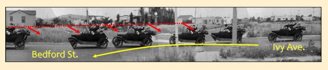 Turning left from Ivy onto Bedford.  The three visible corners are all vacant lots.