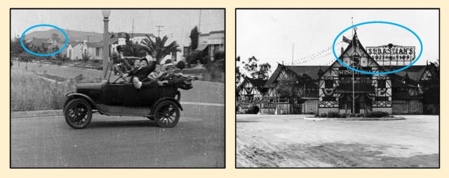 The Baldwin Hills and Sebastian's Cotton Club (blue oval) appear at back looking south down Ivy St.