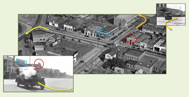 This aerial view of Inglewood shows two corners appearing during the G Men chase. LAPL.