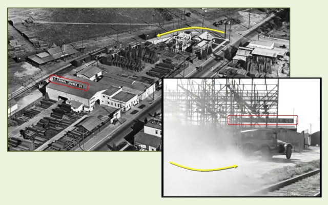 Turning west from Fir towards the former Inglewood train depot.  LAPL.