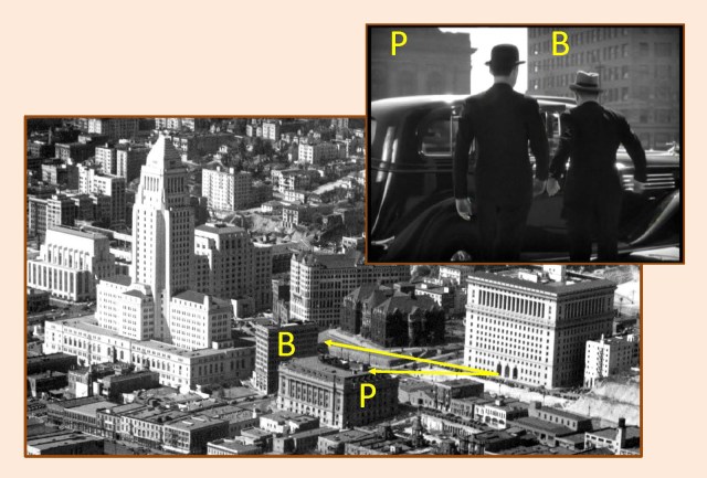 The view from the Hall of Justice appearing in 'G' Men. Marc Wanamaker - Bison Archives.