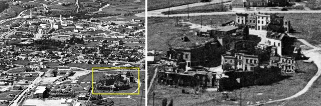 Lloyd built a huge New York backlot near Westwood (at back).  The lot stood adjacent to the Westwood Village Memorial Park, where many notables, including Marilyn Monroe, are buried.  A large Mormon temple was built in the backlot site in 1956. 