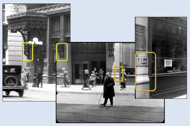 Click to enlarge - details of the Bartlett Building (Union Oil) entrance at 215 W. 7th Street. USC Digital Library here and here.