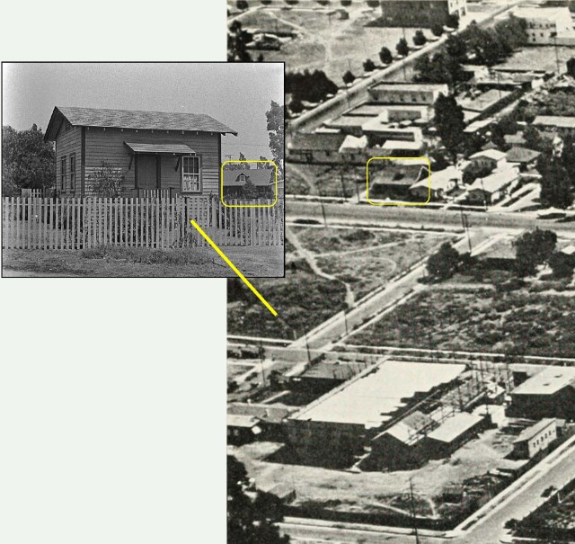 The 'rural' cabin Buster and Big Joe Roberts share in The Scarecrow was built on this vacant lot kitty corner from the studio. 