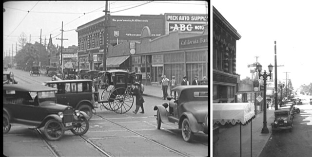 Looking east down Hollywood Blvd. from Western. Stan Laurel in Mother's Joy. LAPL.