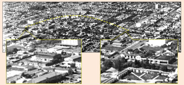 Click to enlarge - the Keaton Studio at right, at Eleanor and Lillian Way, just a few blocks west of the corner of Santa Monica and Gower, at left. Marc Wanamaker - Bison Archives.