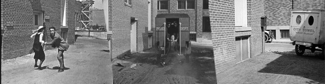 Similar views from Never Weaken, My Wife's Relations, and Safety Last!, both before and after the Palmer Building was completed at back.