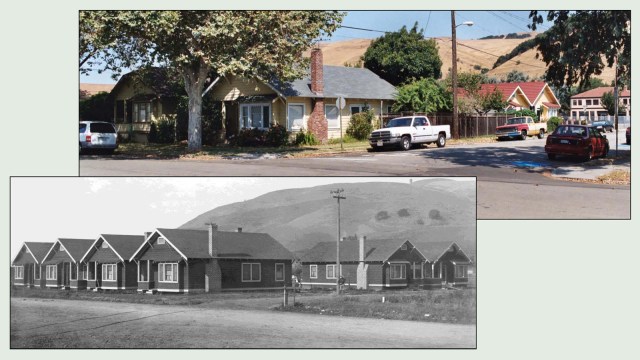 Looking north - Essanay built these bungalows for studio employees. To the far right is the home appearing with Charlie above.