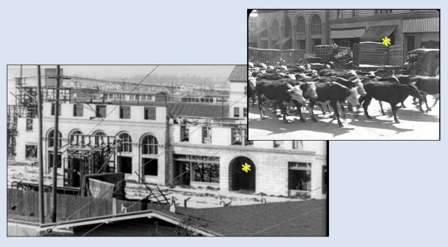 A full view of the 5-arch set and neighboring central arch set appearing with Buster's cattle in Go West.